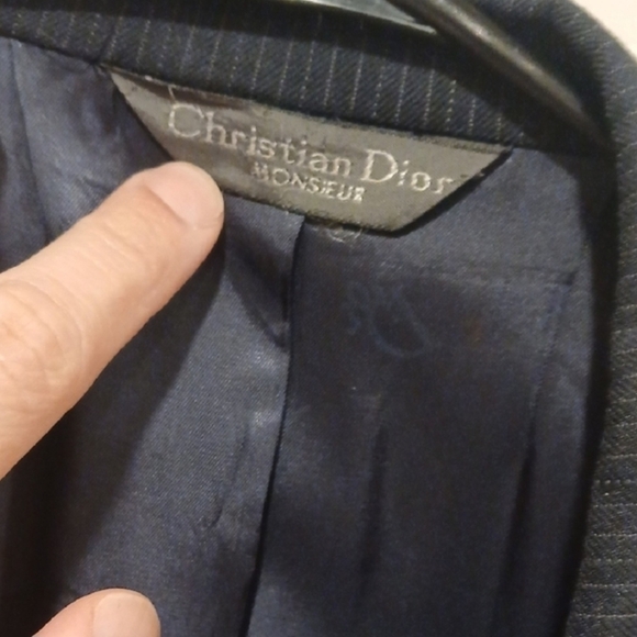 Christian Dior Midnigth Blue Pinstripe Full Suit Size 40R Pants 32 Used - Picture 3 of 5